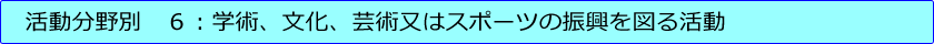第６号：学術、文化、芸術又はスポーツの振興を図る活動